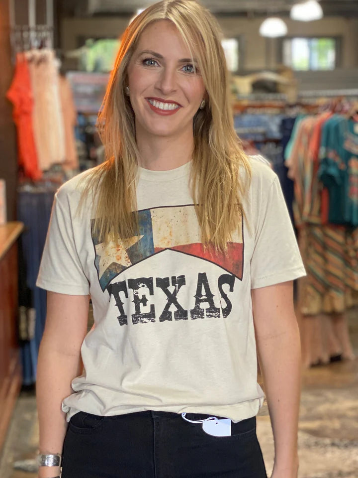 2569 TEXAS TEE - cowgirl, graphic, rodeo, rodeoshirt, shirt, shirts, southwestern, t, tee, tees, TEXAS, texas star, texas state, usa, western - Shirts & Tops - Baha Ranch Western Wear