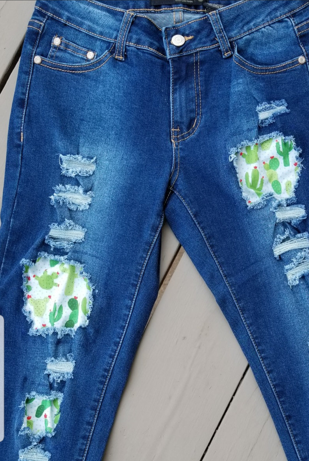 Cactus Skinny Jeans - #wholesaleclo, cactus, cactus jeans, cowgirl, cowiglr, custom, custom jeans, distressed, distressed jeans, jeans, skinny, western -  - Baha Ranch Western Wear