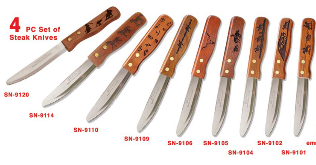 Set of 4 Western  Steak Knives - Choice of Design -  -  - Baha Ranch Western Wear