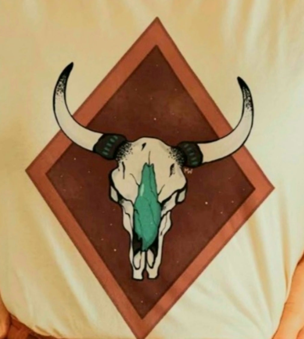 Turquoise Cow Tee -  -  - Baha Ranch Western Wear