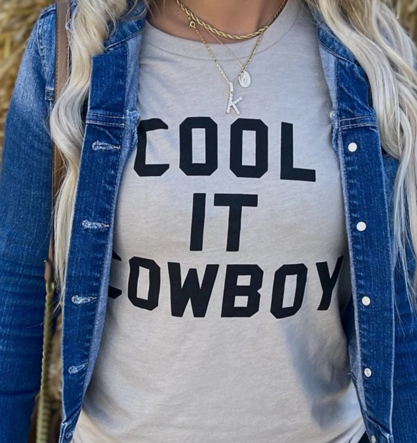 Cool It Cowboy Tee - cool, coolitcowboy, cowboy, cowgirl, graphic, graphic t, graphic tee, graphic tees, graphic top, graphict, it, shiet, shirt, southwestern, tee, tshirt, unisex, unisex fit, unisex shirt, unisex tee, western, western graphic, westerngraphictee - Shirts & Tops - Baha Ranch Western Wear