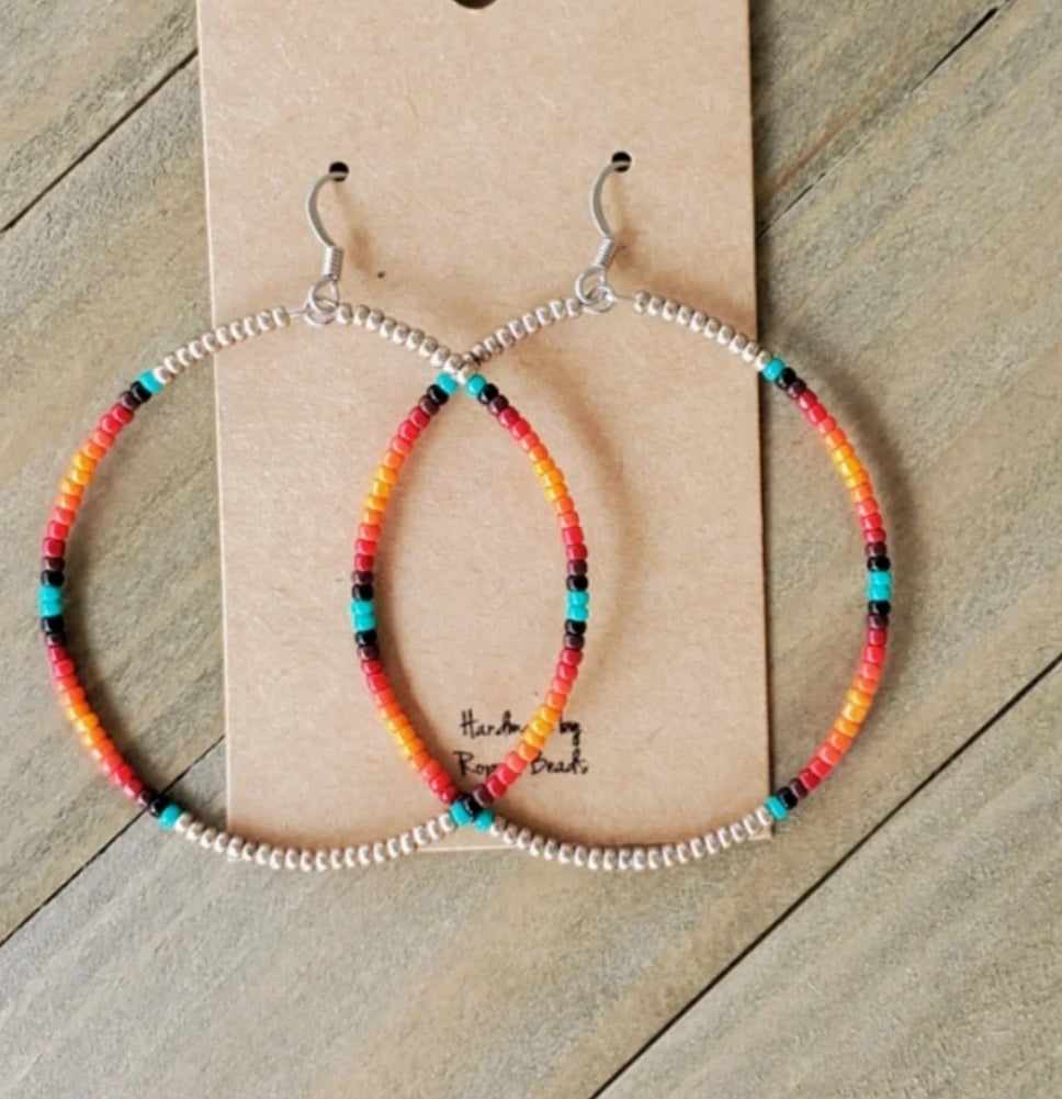 Whoopsie Large Hoop Earrings - beaded, beads, earrings, hoop, hoops, jewelry, native, southwestern -  - Baha Ranch Western Wear