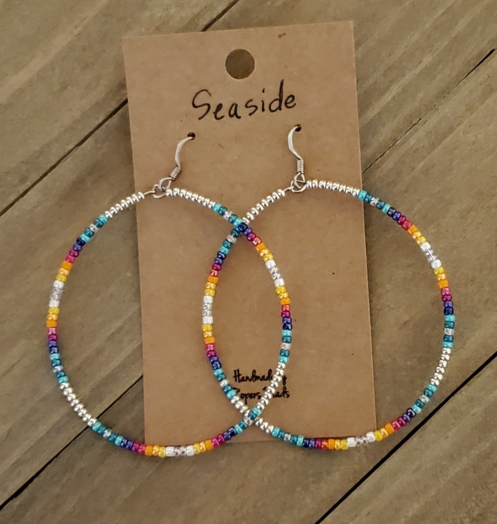 Seaside Large Hoop Earrings - beaded, beads, earrings, hoop, hoops, jewelry, native, southwestern -  - Baha Ranch Western Wear