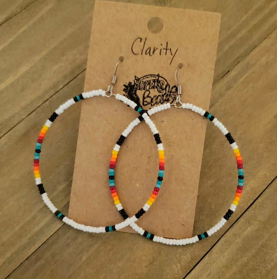 Clarity Large Hoop Earrings - beaded, beads, earrings, hoop, hoops, jewelry, native, southwestern -  - Baha Ranch Western Wear