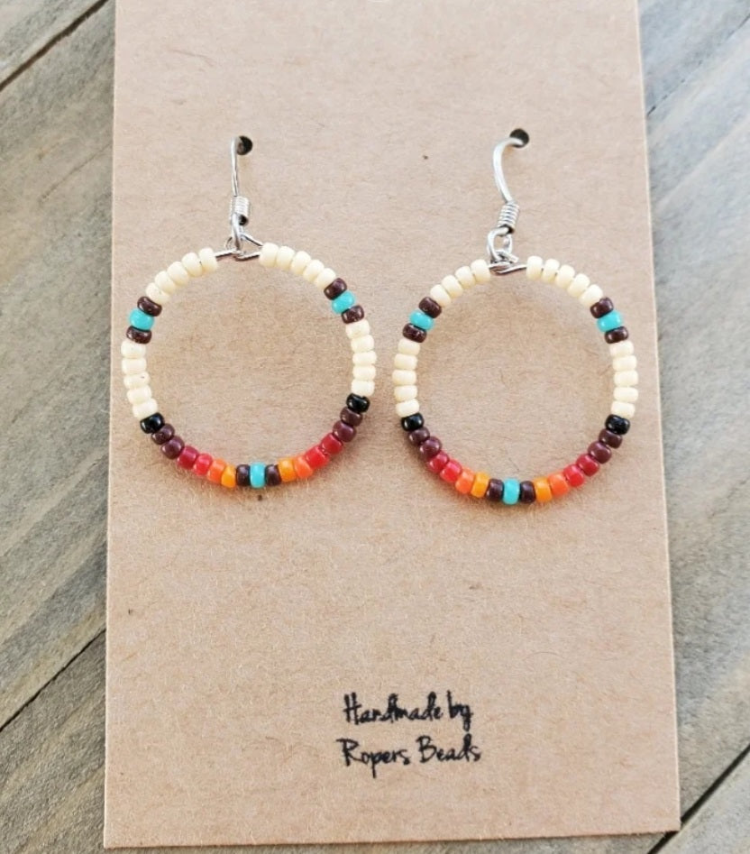 Sedona Hoop Earrings - Choice of Sizes - beaded, beads, earrings, hoop, hoops, jewelry, native, southwestern -  - Baha Ranch Western Wear
