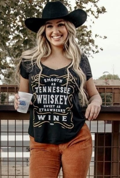 Smooth as Tennessee Whiskey Shirt - ATTITUDE, bound, COUNTRY, COWGIRL, GIRL, PLUS, rip, RODEO, SIZE, smooth, SUMMER, TANK, tennessee, TOP, TOPO, WESTERN, whiskey - Shirts & Tops - Baha Ranch Western Wear