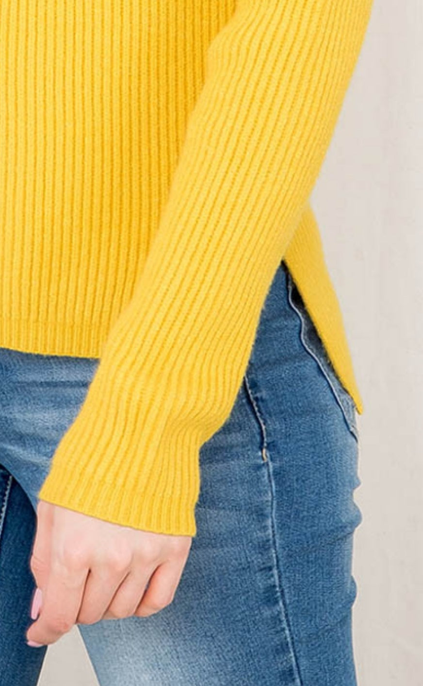Yellow Chenille Turtleneck Sweater - chenille, gold, mustard, ribbed, sweater, turtleneck, yellow -  - Baha Ranch Western Wear