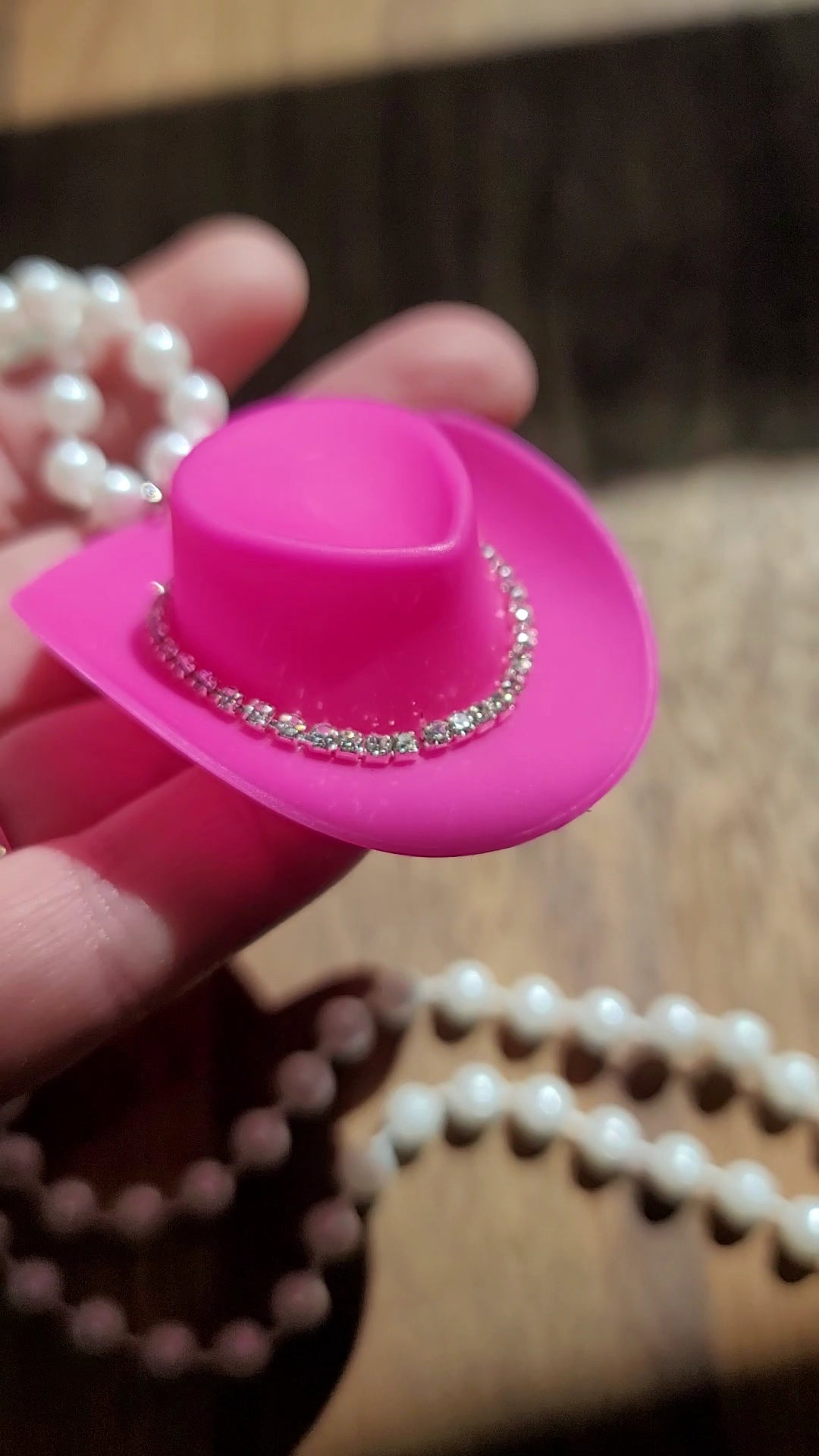 Barbie Pink Cowgirl Hat necklace