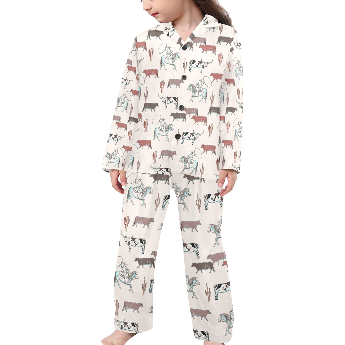 Cattle Drive Girl's Western Pajama Set