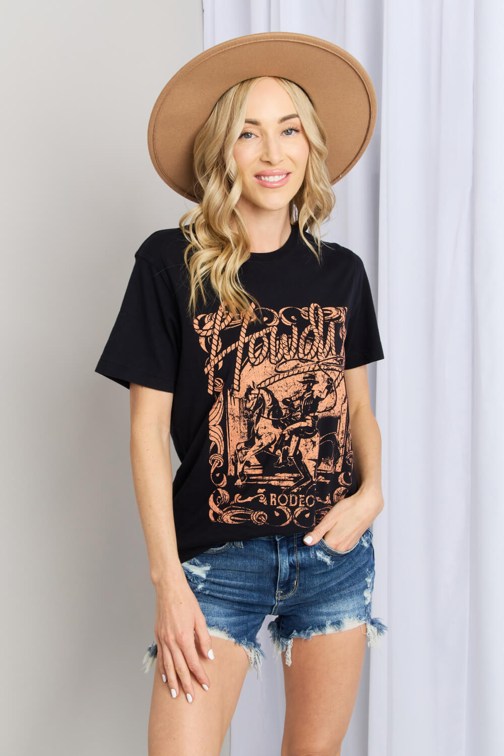 HOWDY Graphic Round Neck Tee - 01/10/2023, howdy, mineB, Ship from USA, western, westerngraphictee -  - Baha Ranch Western Wear