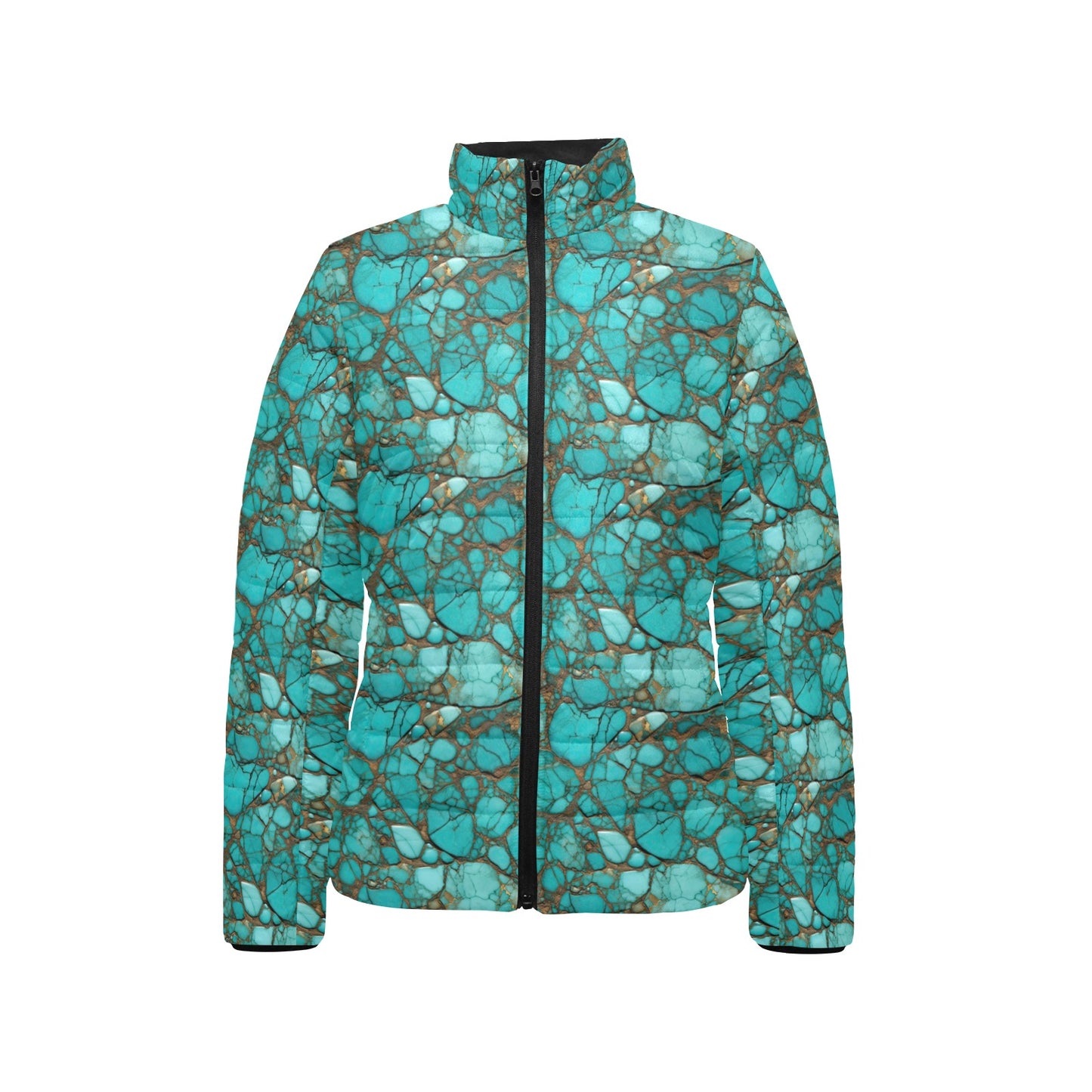 All Turquoise Women's Puffy Bomber Jacket