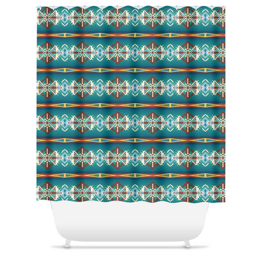 Turquoise Aztec Shower Curtain