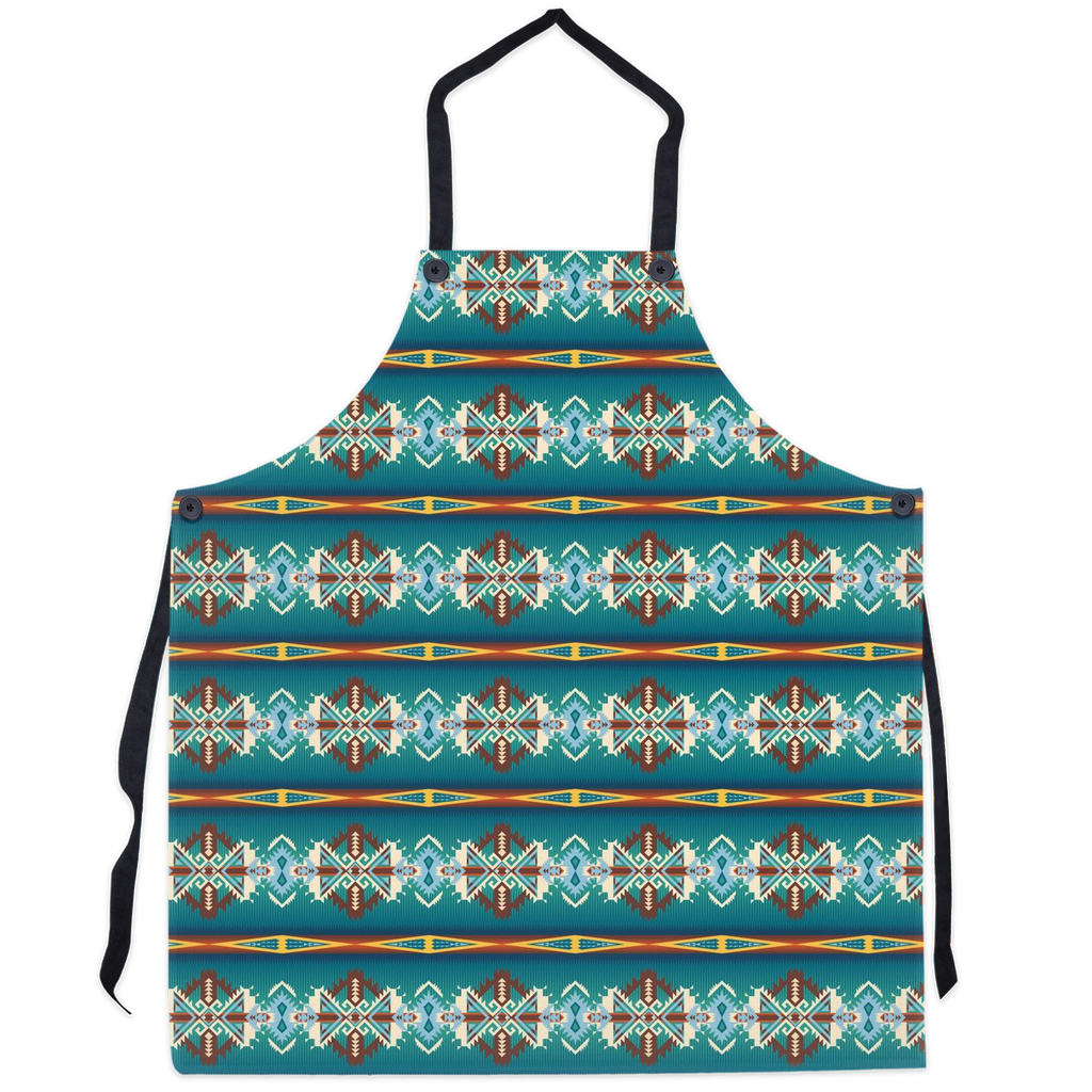 TURQUOISE AZTEC APRON - geometric, geometric print, tea towel, tea towels, towel, towels, western turquoise -  - Baha Ranch Western Wear