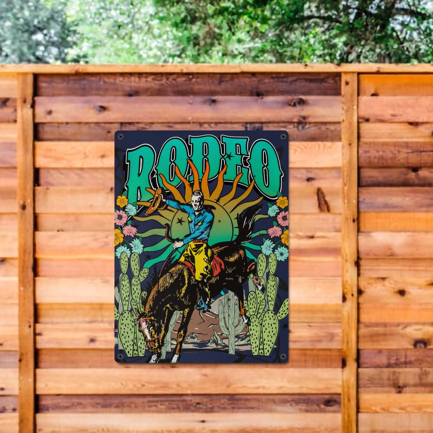 Rodeo Cowboy Metal Sign 12"x16"(Made in USA)