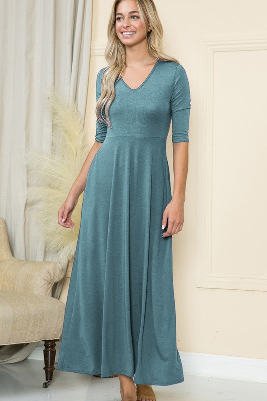 Plus Solid Empire Waist Maxi Dress choice of colors