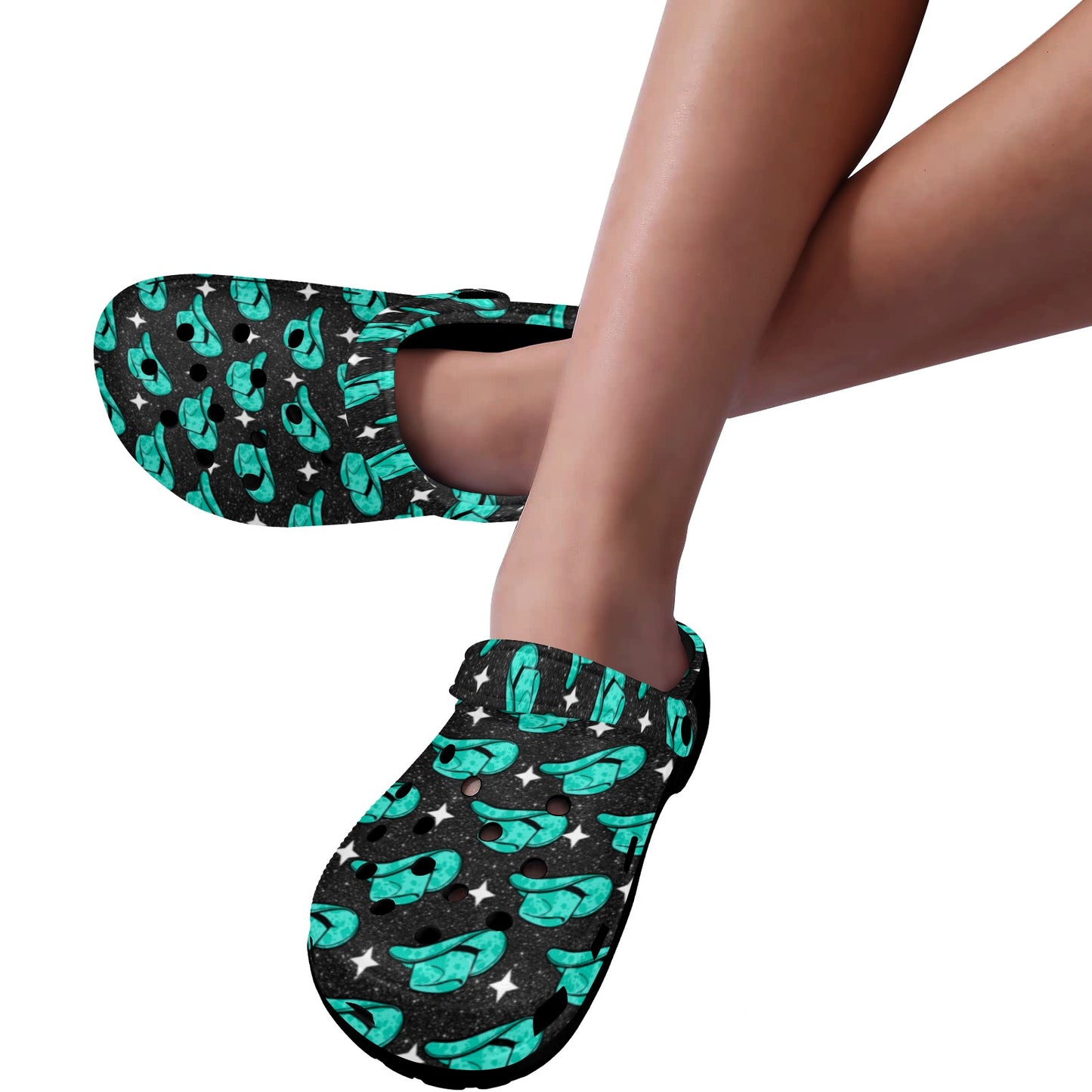 Turquoise Hat Clog Shoes