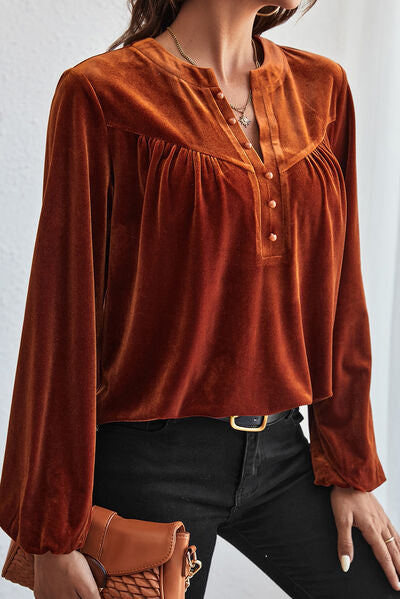 Velvet Ruched Blouse choice of colors