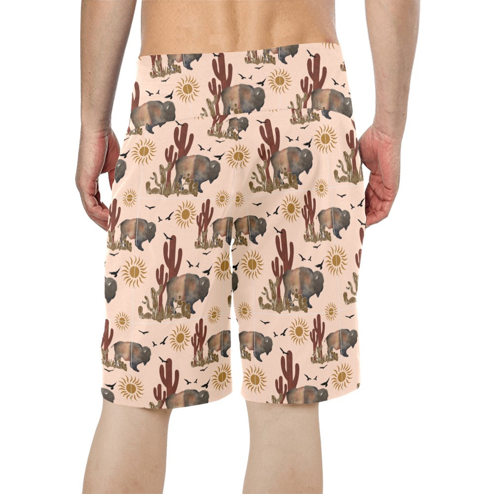 Desert Bison Men's Beach Board Shorts