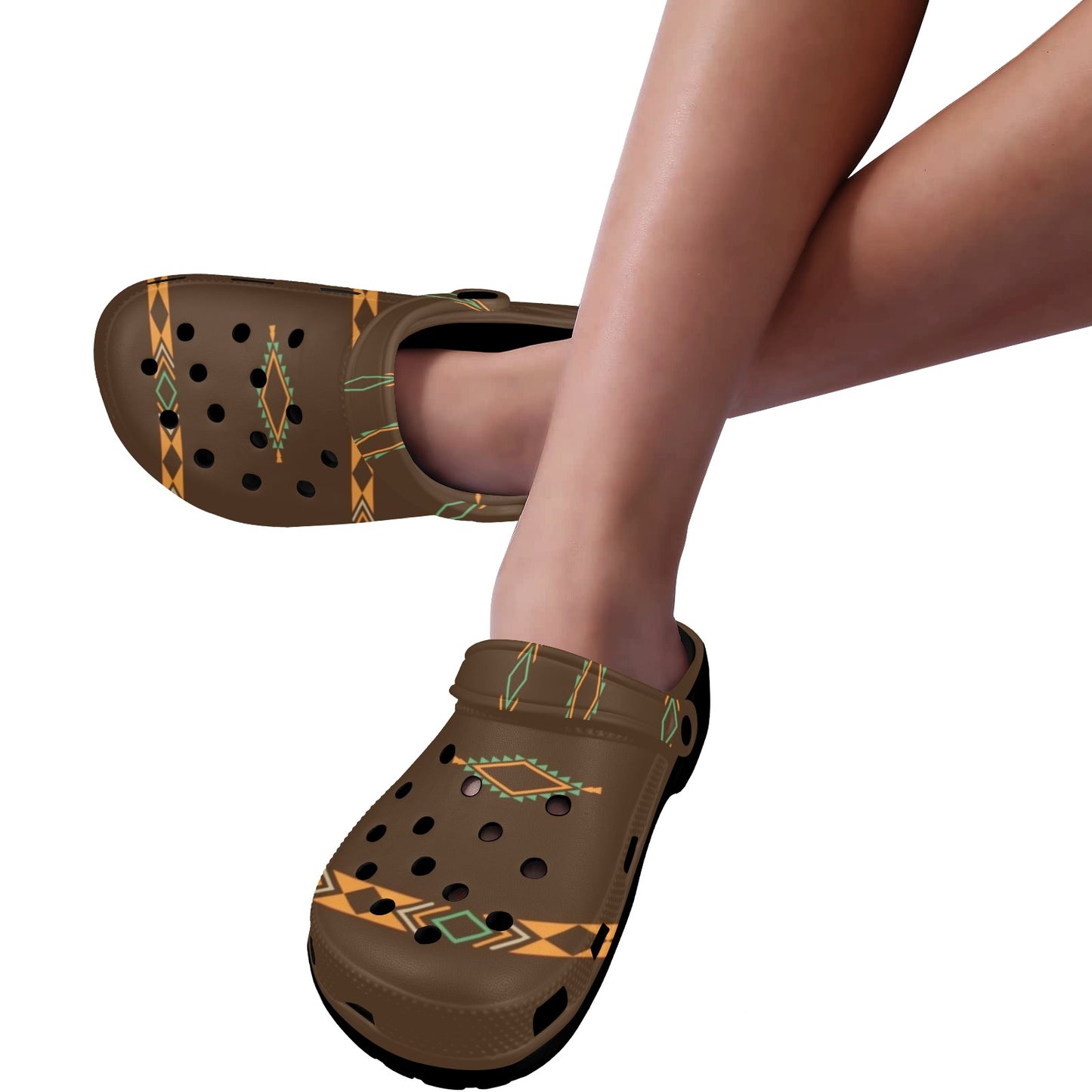 Brown Aztec Clog Shoes