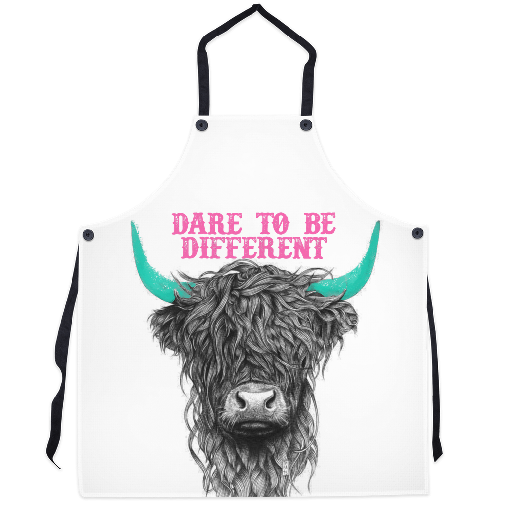 DARE TO BE DIFFERENT HIGHLAND COW APRON - all, apron, cow, cowgirl style, cows, highland, highland cow, highland cows -  - Baha Ranch Western Wear