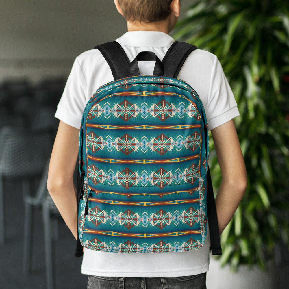 Teal Aztec Blanket Print Backpack - aztec print, back pack, backpack, teal, teal aztec, western -  - Baha Ranch Western Wear