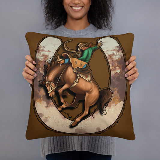 Bronc Rider Throw Pillow - bronc, bronc rider, bronco, cowboy, decor, home decor, pillow, pillow case, pillows, throw pillow, western, western decor -  - Baha Ranch Western Wear
