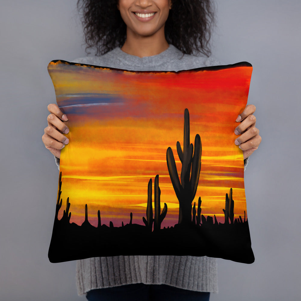 Sunset Cactus Throw Pillow - cactus, cactus print, cowgirl, gift, home decor, pillow, southern, sunset, western -  - Baha Ranch Western Wear