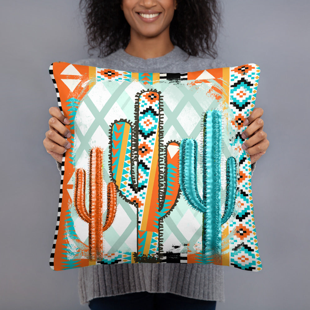 Aztec Cactus Pillow Case - aztec, aztec print, cactus, decor, gift, home, home decor, pillow, pillow case -  - Baha Ranch Western Wear