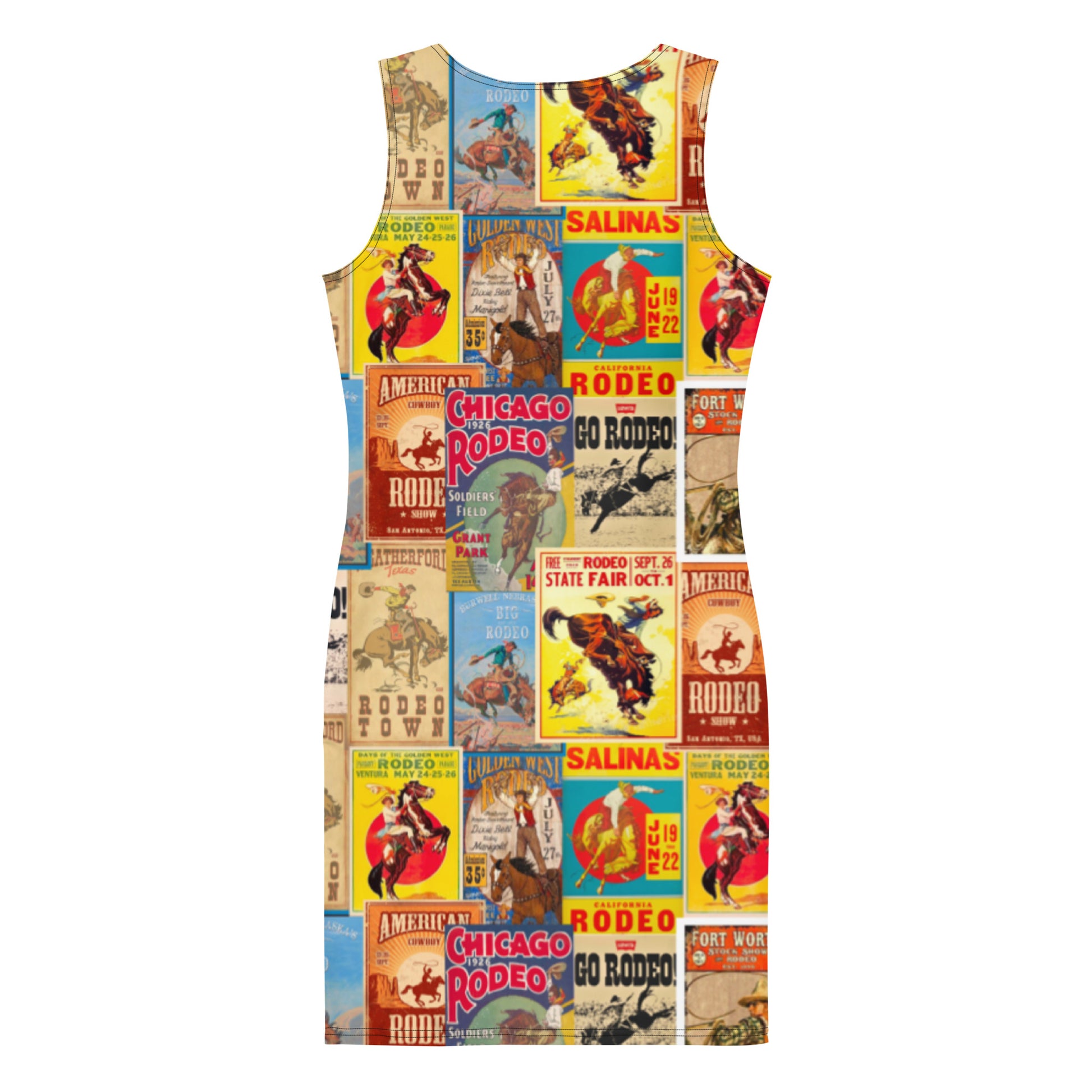 Vintage Rodeo Poster Sleeveless Dress - cowgirl, cowgirls, dress, rodeo, rodeo poster, sleeveless, sleeveless dress, vintage, vintage rodeo, western -  - Baha Ranch Western Wear