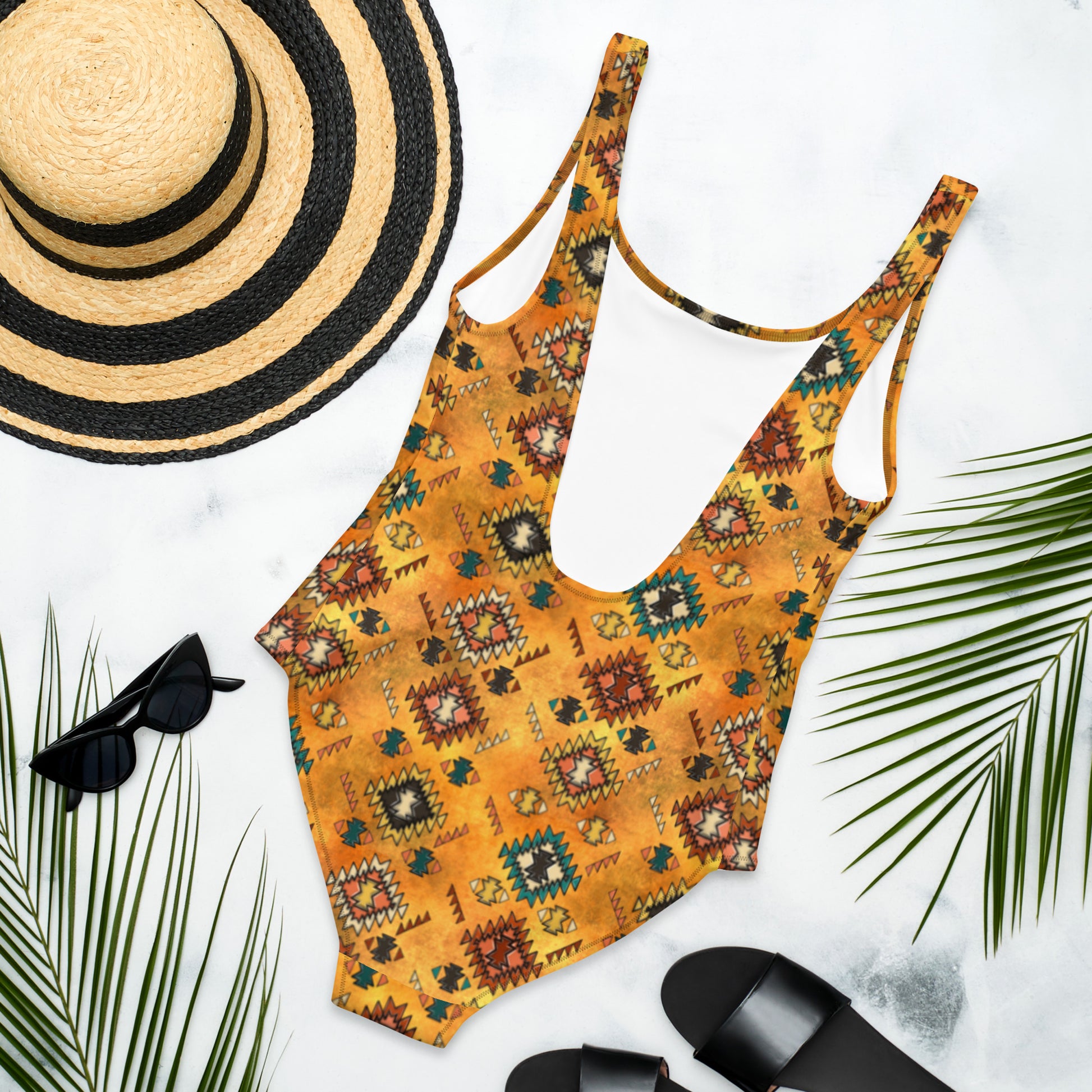 Yeehaw Golden Aztec One-Piece Swimsuit - #onepiece, #op, #swimming, #westernswimsuit, aztec, golden, golden aztec, golden bikini, one piece, swim, swim wera, swimsui, swimsuit, swimsuits, swimsuts, swimwear, western print -  - Baha Ranch Western Wear