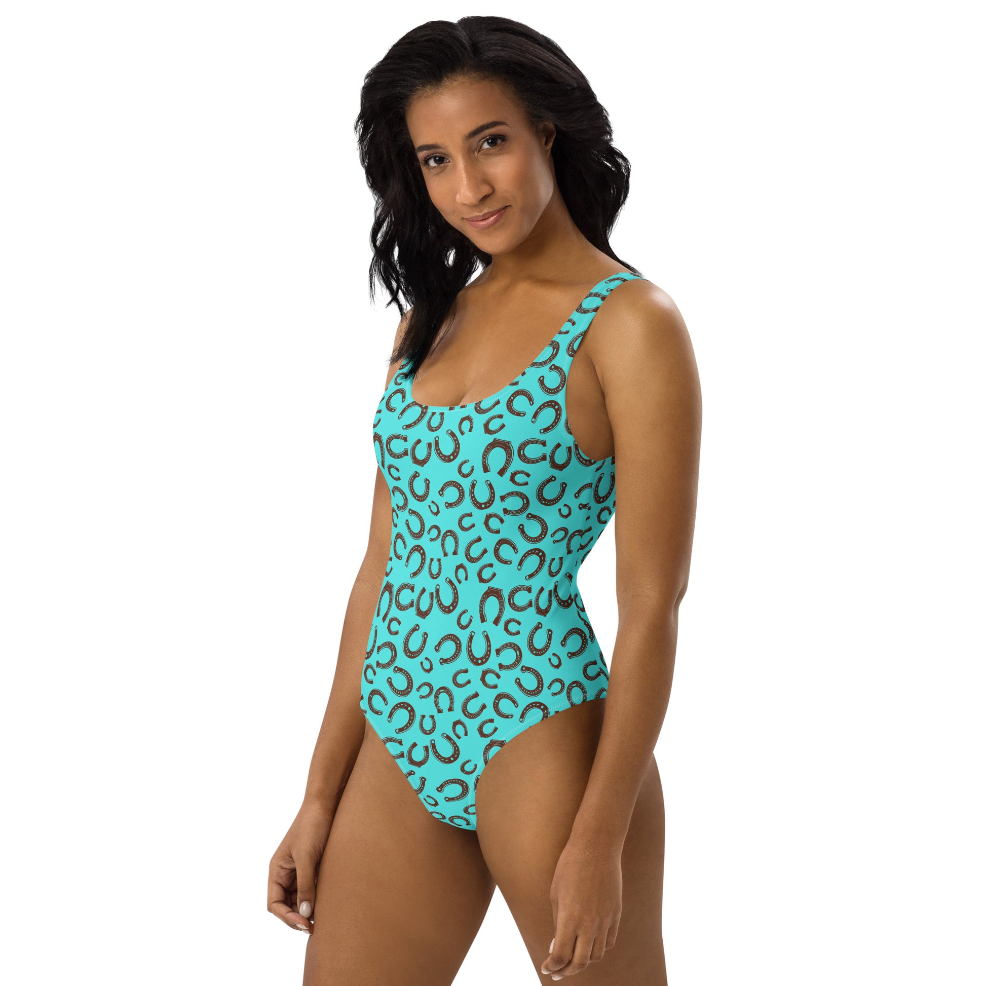 Yeehaw Turquoise Horseshoe One-Piece Swimsuit