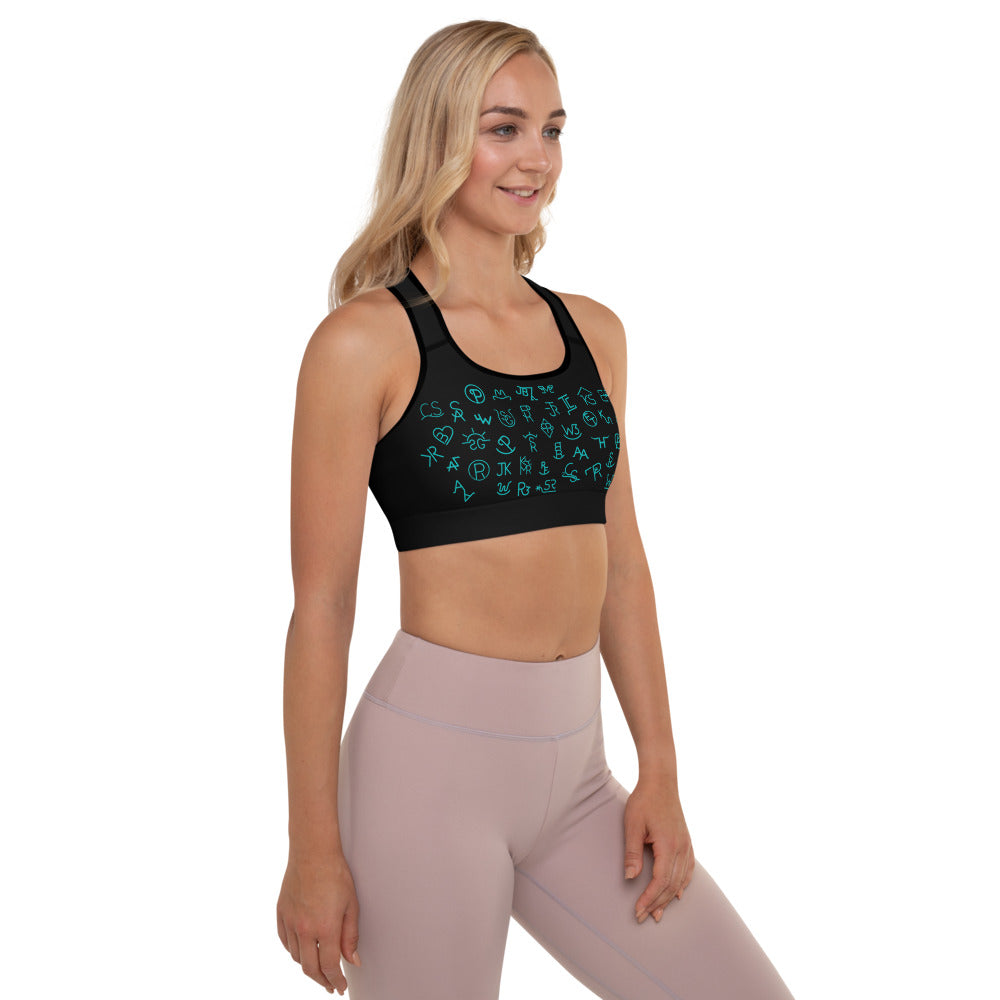 Turquoise Cattle Brands Sports Bra
