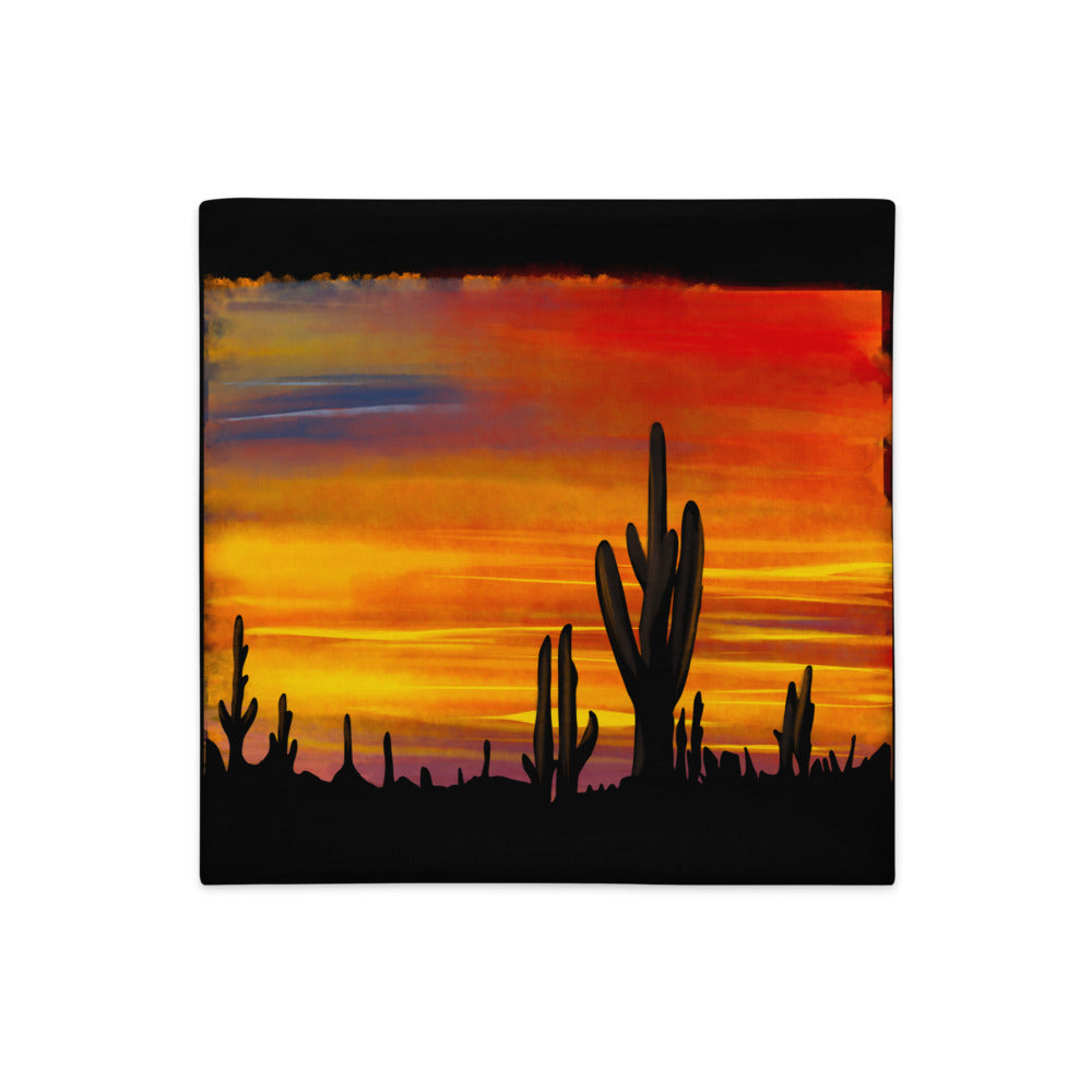Sunset Pillow Case - cactus, cactus sunset, case, decor, home decor, pillow, pillow case, pillows, sunset, throw pillow, western, western decor -  - Baha Ranch Western Wear