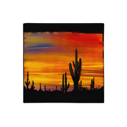 Sunset Pillow Case - cactus, cactus sunset, case, decor, home decor, pillow, pillow case, pillows, sunset, throw pillow, western, western decor -  - Baha Ranch Western Wear