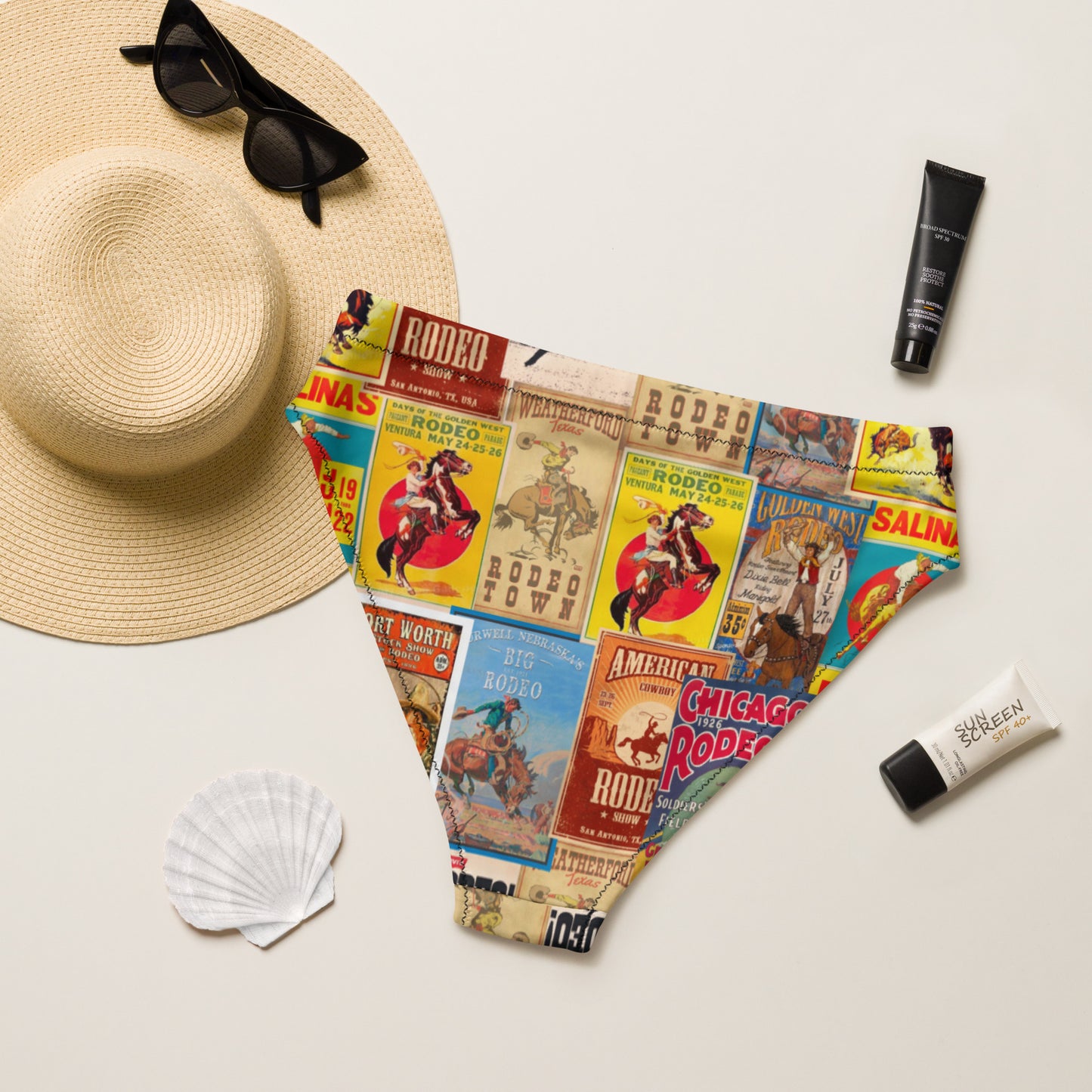 Yeehaw Vintage Rodeo Bikini Bottom - #bkbottom, bikini, cowgirl, cowgirls, rodeo, rodeo poster, vintage, vintage rodeo, western -  - Baha Ranch Western Wear