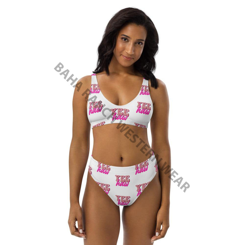 Yeehaw Pink Bikini - #bk, #swimmingsuits, #swimsuits, bikini, bikini suit, bikini swim suit, bikini swim wear, high waisted, high waisted bikini, pink, pink color, swim, swim suit, swim suits, swim waer, swim wear, swimsuit, swimwear, white, white sweatshirt, white swimsuit, yeehaw, yeehaw print, yeehaw swimsuit -  - Baha Ranch Western Wear