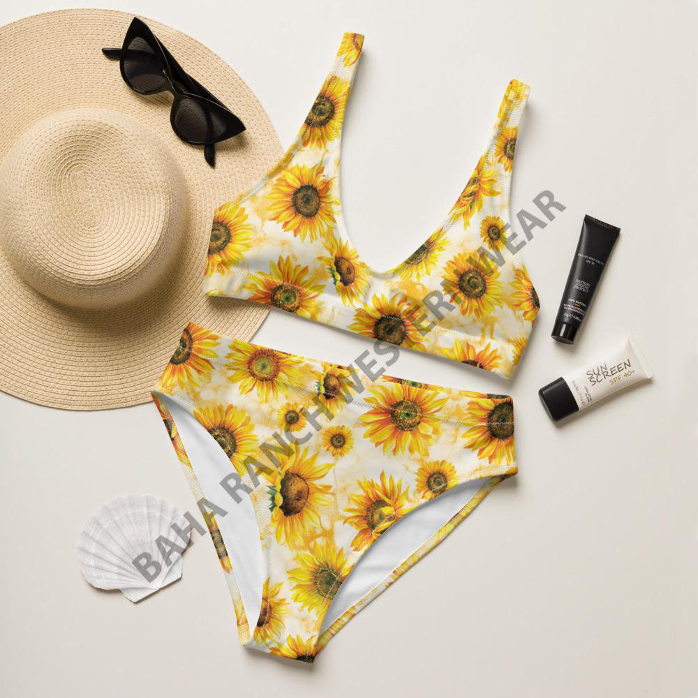 Yeehaw Cow Print Sunflower Bikini