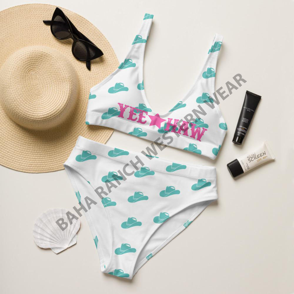 Yeehaw Turquoise Hat Yeehaw Bikini - #swimmingsuits, #swimwear, bikini, bikini suit, cowboy hat, hat, swim suit, swimming, swimming suit, swimwaer, turquoise, yee haw, yeehaw -  - Baha Ranch Western Wear