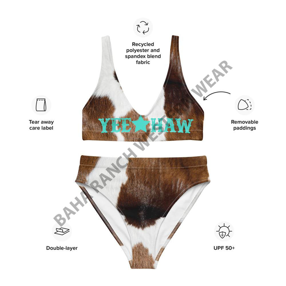 Yeehaw Brown Cow Print Bikini