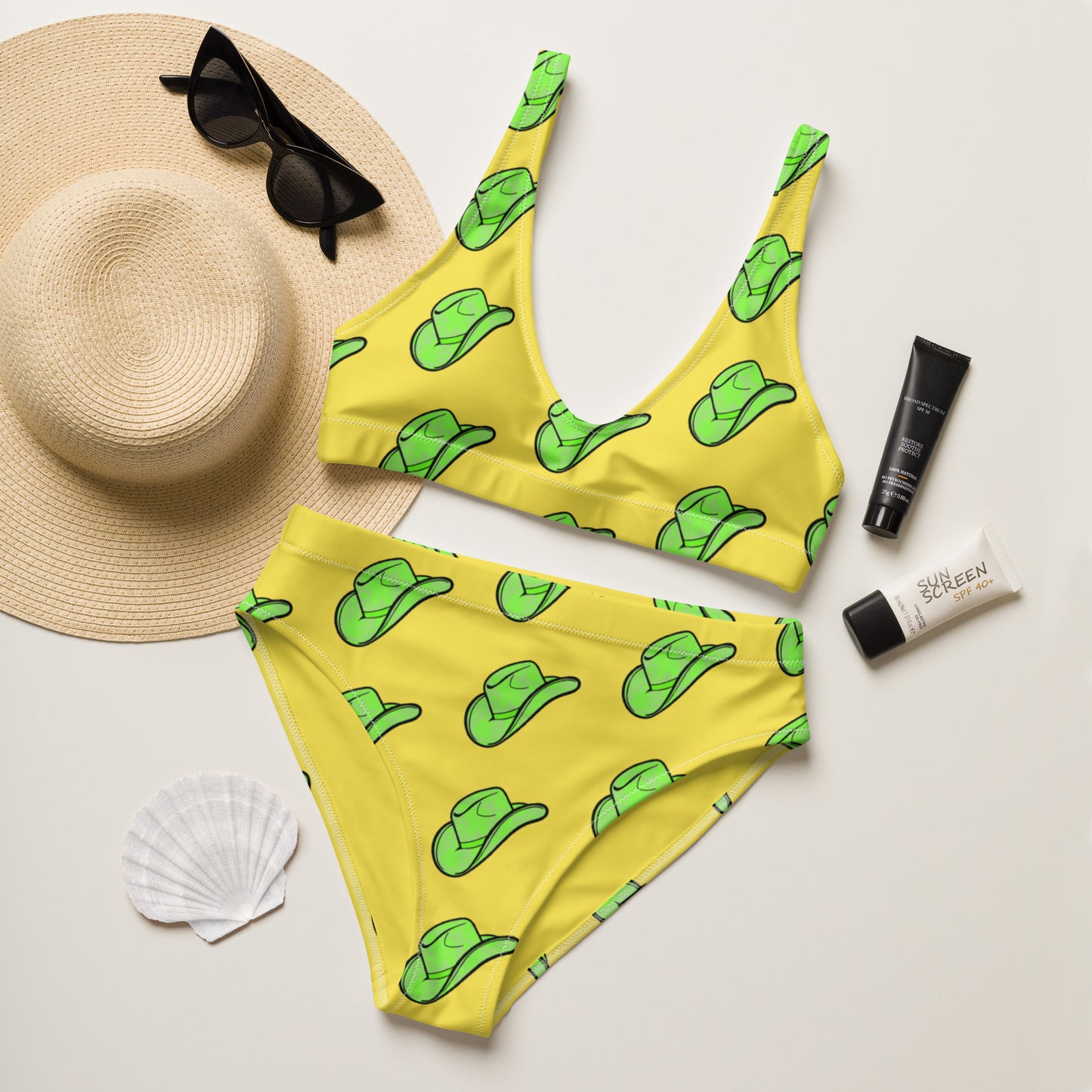 Yeehaw Green Hat Bikini - #bk, bikini, green hat, hat, western, yeehaw -  - Baha Ranch Western Wear