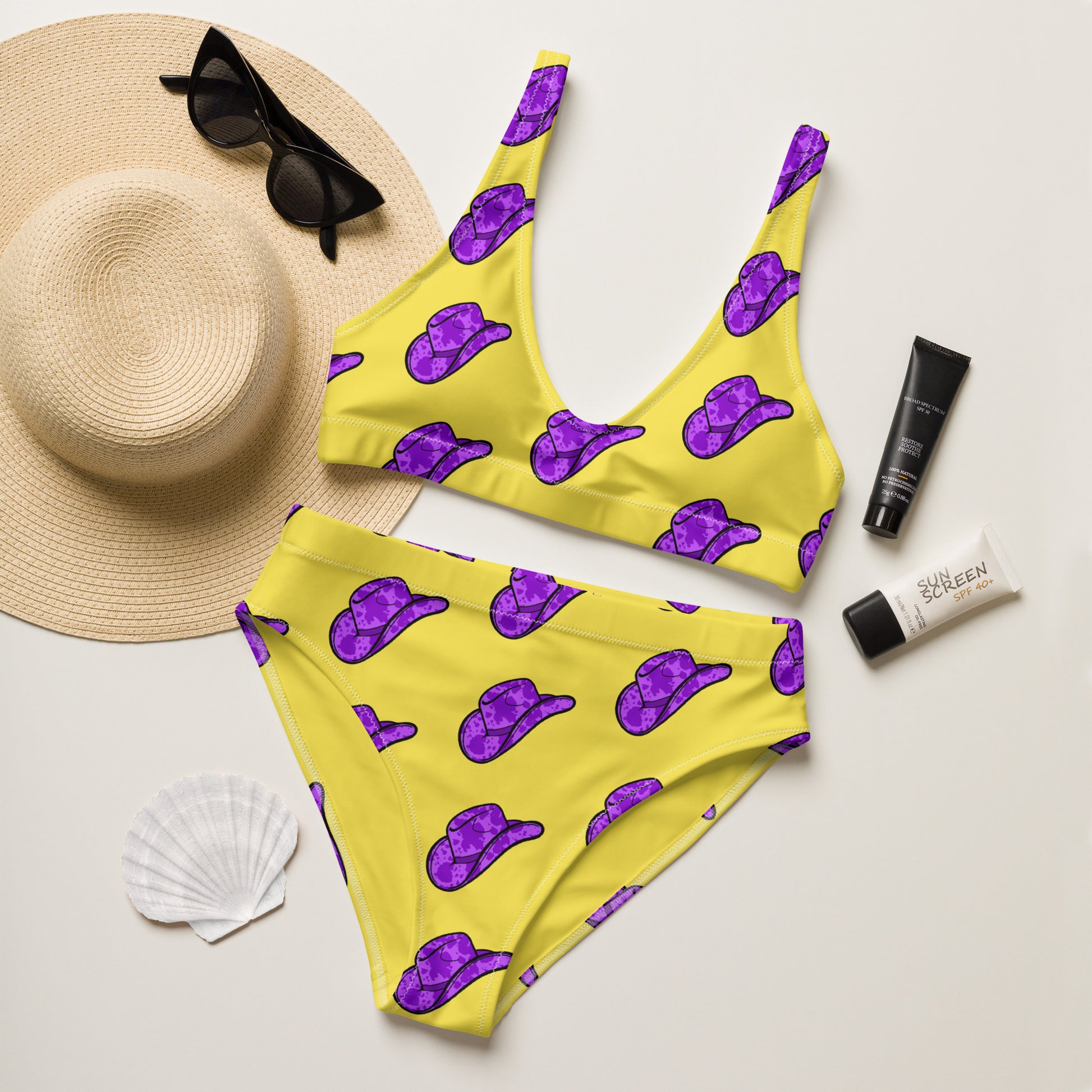 Yeehaw Purple Hat Bikini - #bk, bikini, hat, purple bikini, purple hat, western, yeehaw -  - Baha Ranch Western Wear