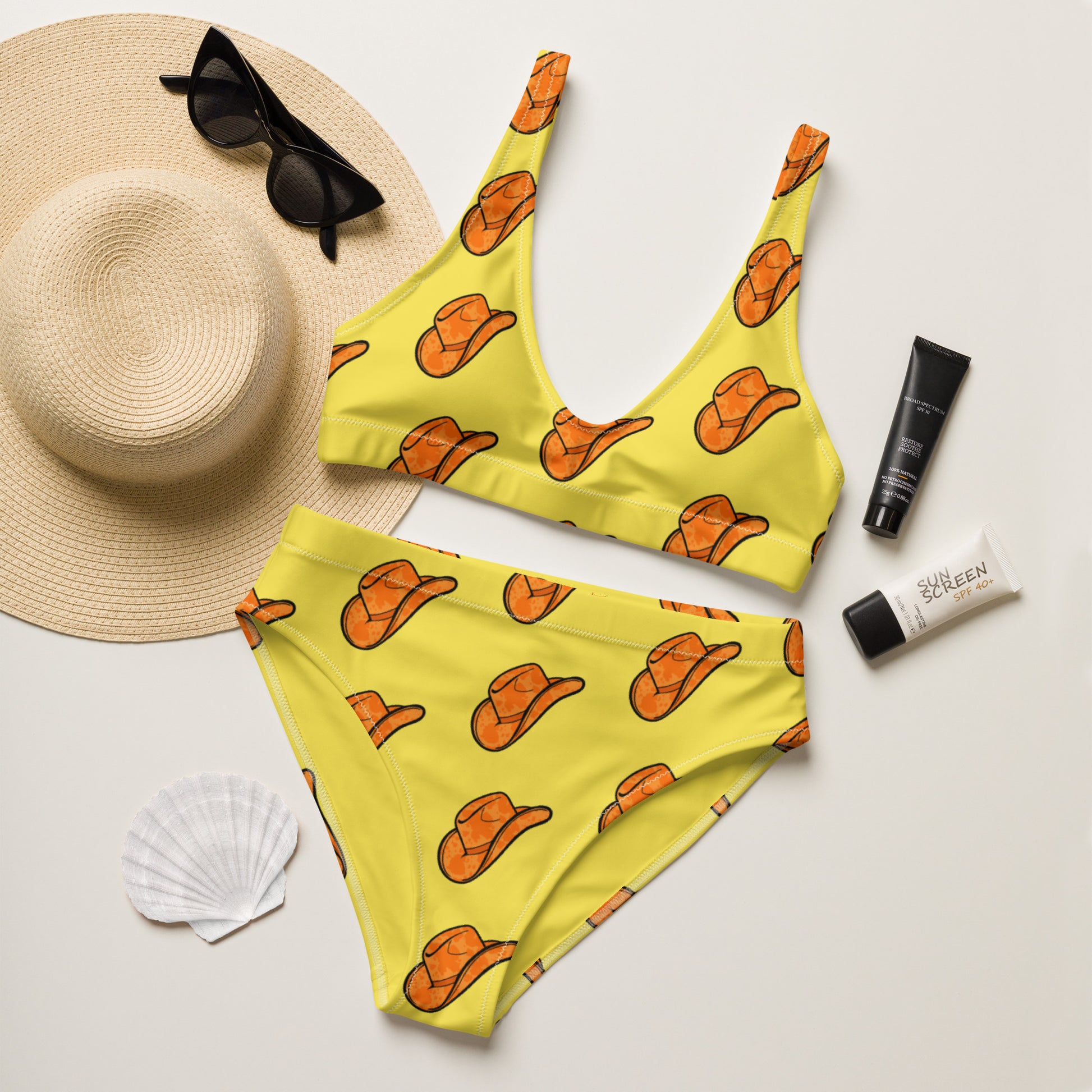 Yeehaw Orange Hat Bikini - #bk, bikini, hat, orange, western, yeehaw -  - Baha Ranch Western Wear