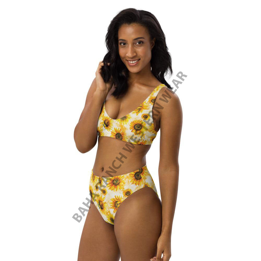 Sunflower print bathing sales suit