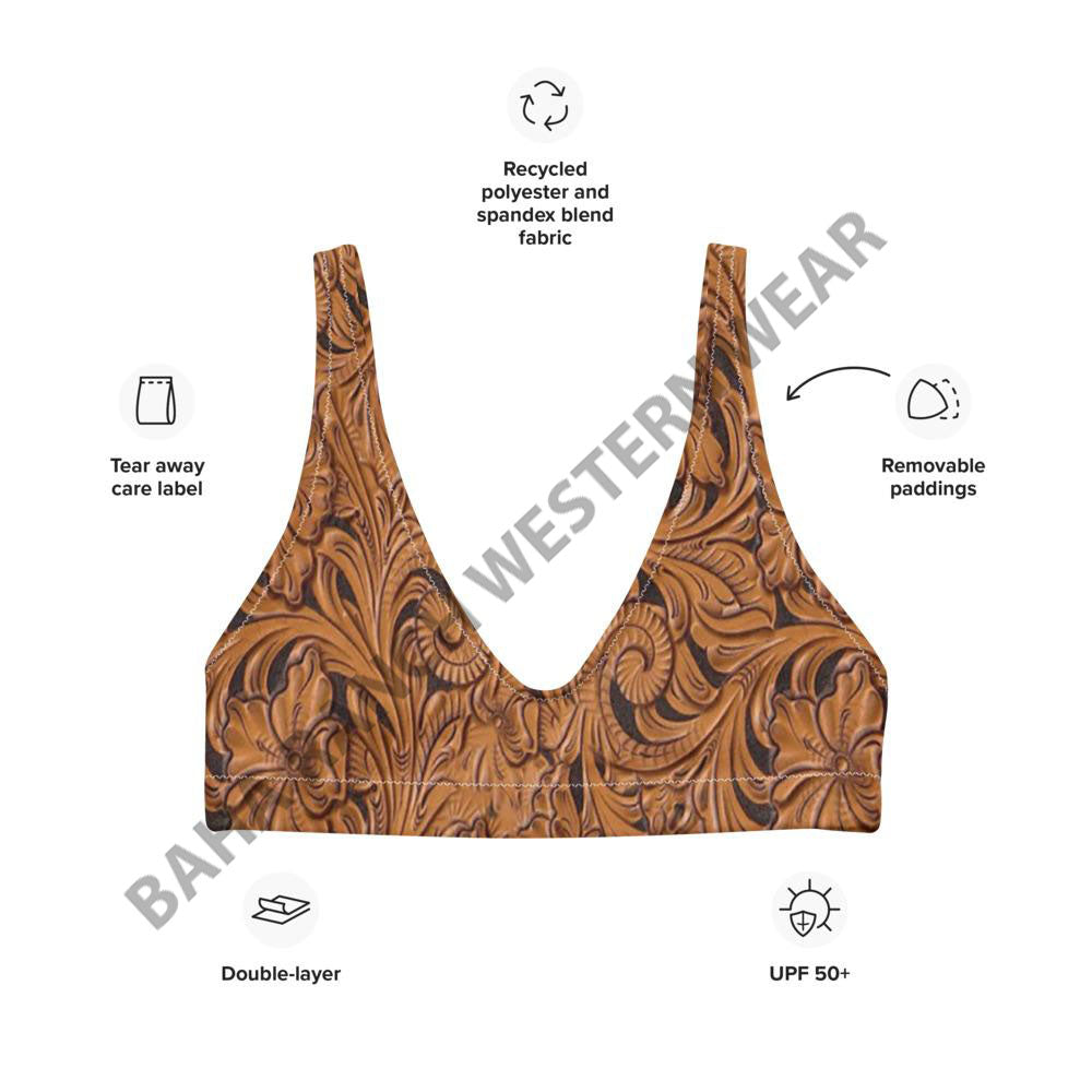 Yeehaw Tooled Leather Bikini Top - #bktop, #swimmingsuit, #swimsuit, #swimwear, beach, bikini swim suit, bikini swim wear, summer, swim, swim suit, swim suits, swim waer, swim wear, swim wera, swimming, swimming suit, swimming suits, swimmingsuits, swimsuits, swimsuts, swimwaer, tool, toold, tooled, tooled leather, tooled leather print, tooled leathers, western, white sweatshirt -  - Baha Ranch Western Wear