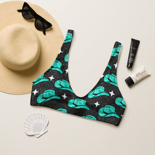 Yeehaw Turquoise Hat Bikini Top - #bktop, cowboy hat, cowboyhat, hat, swim, swim suit, swim wear, swimming, turquoise hat -  - Baha Ranch Western Wear
