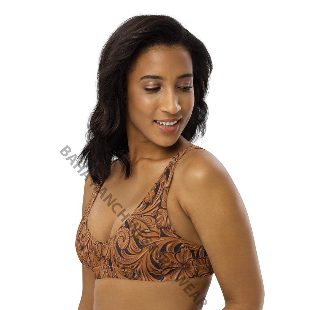 Yeehaw Tooled Leather Bikini Top - #bktop, #swimmingsuit, #swimsuit, #swimwear, beach, bikini swim suit, bikini swim wear, summer, swim, swim suit, swim suits, swim waer, swim wear, swim wera, swimming, swimming suit, swimming suits, swimmingsuits, swimsuits, swimsuts, swimwaer, tool, toold, tooled, tooled leather, tooled leather print, tooled leathers, western, white sweatshirt -  - Baha Ranch Western Wear