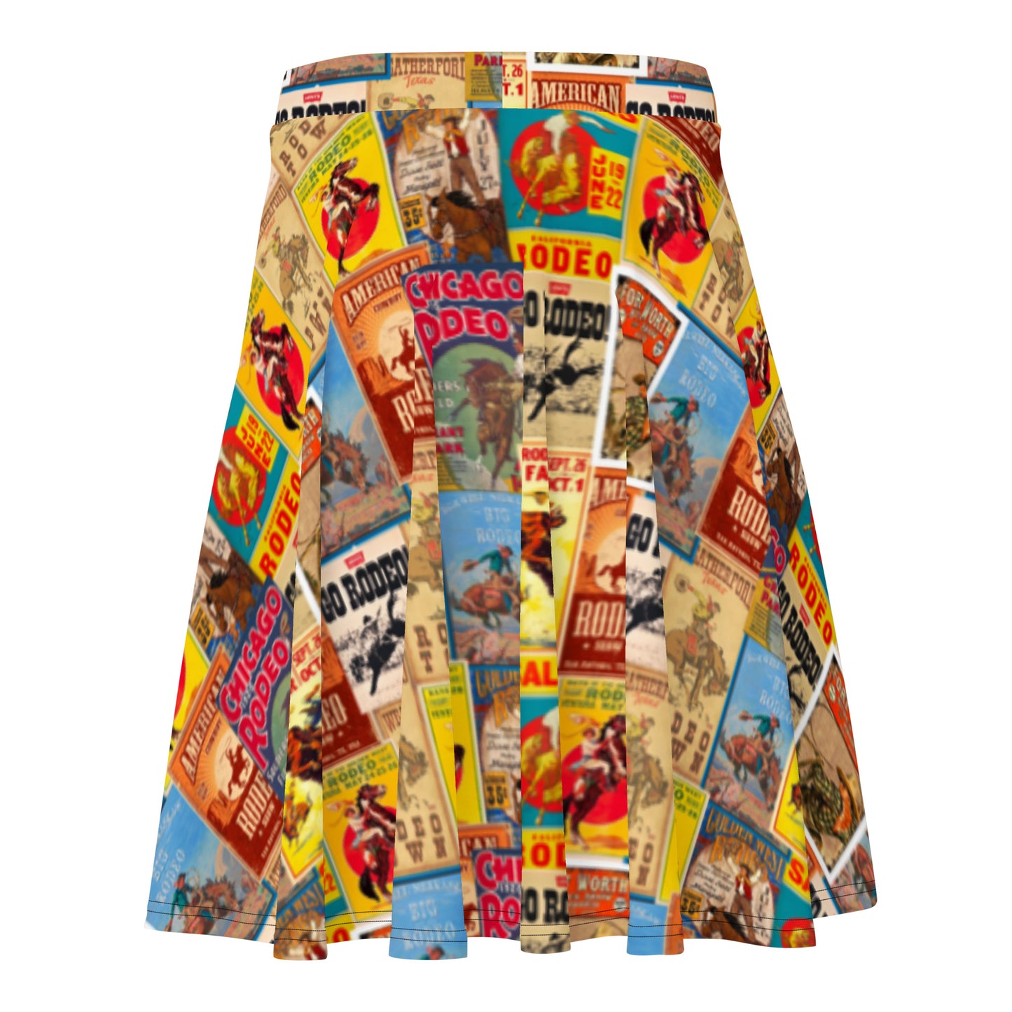 Vintage Rodeo Poster Skater Skirt - cowgirl, cowgirls, rodeo, rodeo poster, skater, skater skirt, skirt, vintage, vintage rodeo, western -  - Baha Ranch Western Wear