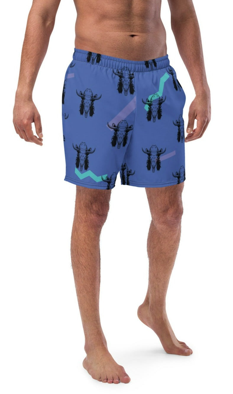 Yeehaw Mullet Cowboy Men's Swim Trunks - #swimsuit, #swimwear, men's, swim, swim shorts, swim trunks, swim wear, swimming, trunks -  - Baha Ranch Western Wear