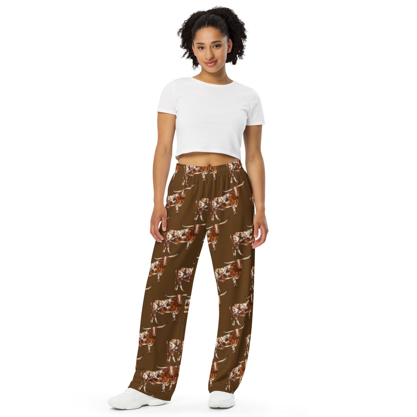 Longhorn Unisex Wide Leg Pants - longhorn, longhorns, lounge, lounge wear, mens, pant, pants, unisex, western, womens -  - Baha Ranch Western Wear