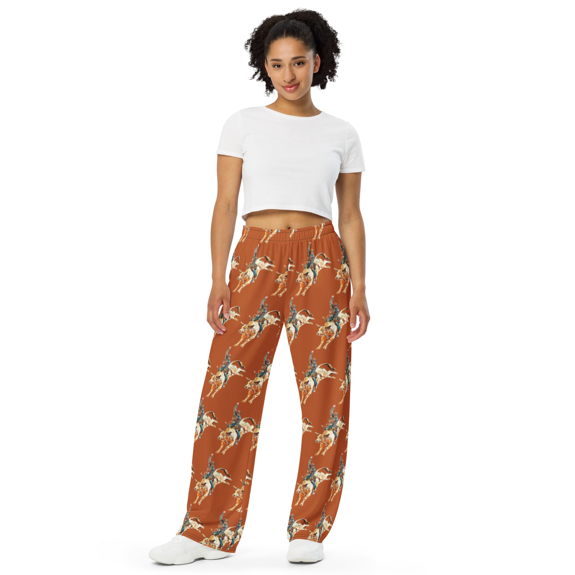 Bull Rider Unisex Wide Leg Pants - bull rider, bull riding, bullrider, lounge, lounge wear, mens, pant, pants, unisex, womens -  - Baha Ranch Western Wear